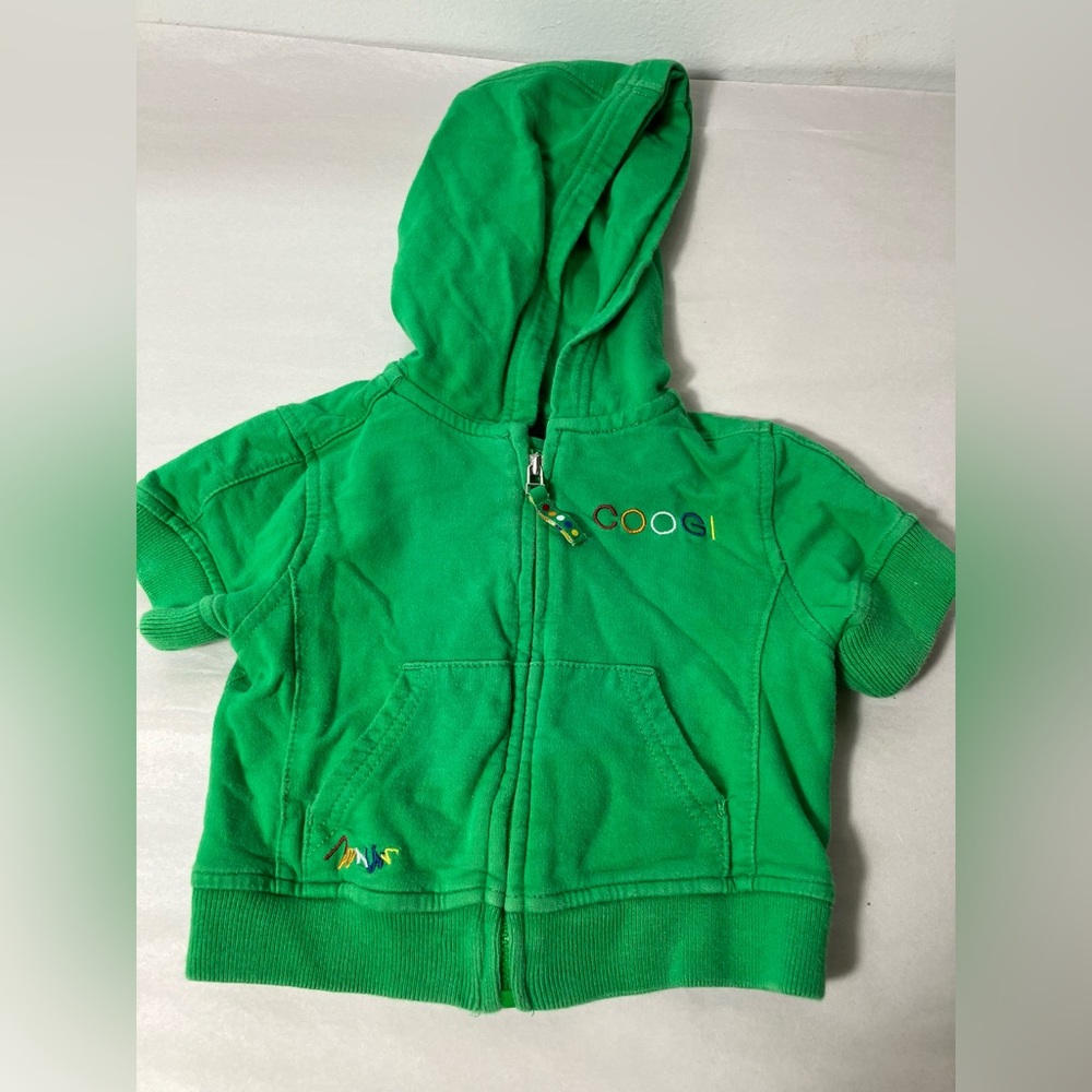 Coogi Short Sleeve Full‎ Zip Sweater Baby Boy 6m Green Logo Hooded Pockets
